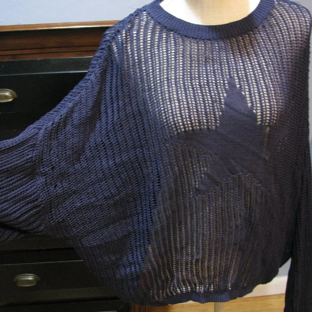 * Unbranded Slouchy Oversized Sweater XXL New Without Tags Blue Open Knit - Picture 3 of 3